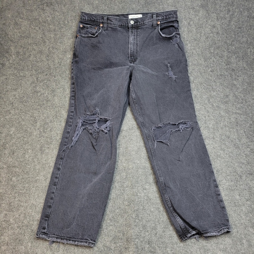 Abercrombie & Fitch Jeans Womens 33 Gray 90s Straight Ultra High Rise Y2K Boho - Picture 2 of 12